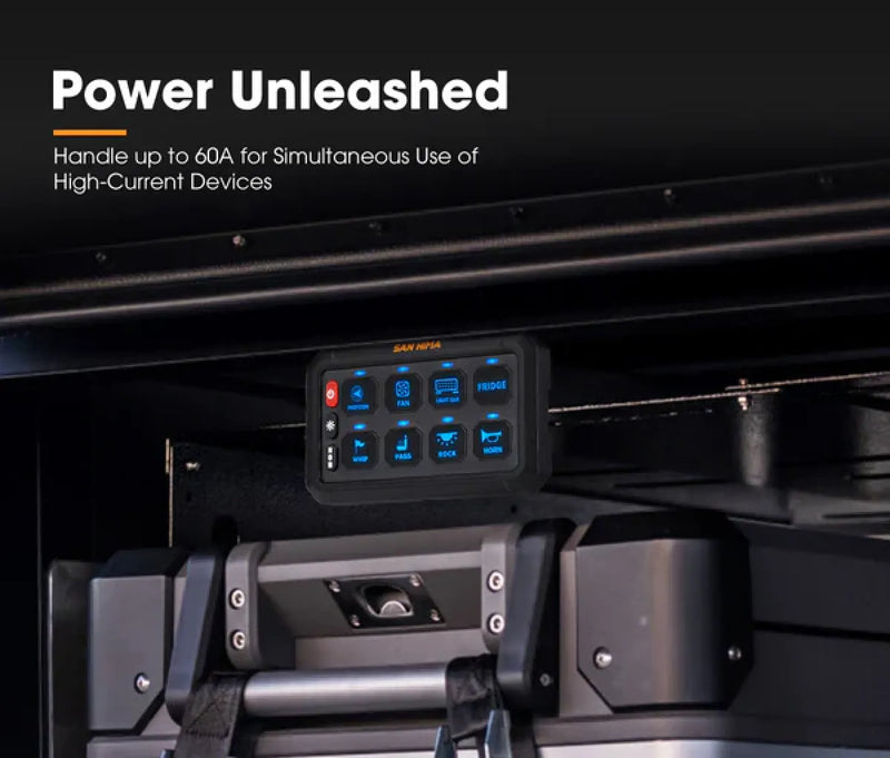 San Hima 8 Gang Bluetooth Switch Panel | 12V/24V | ON-OFF LED Control