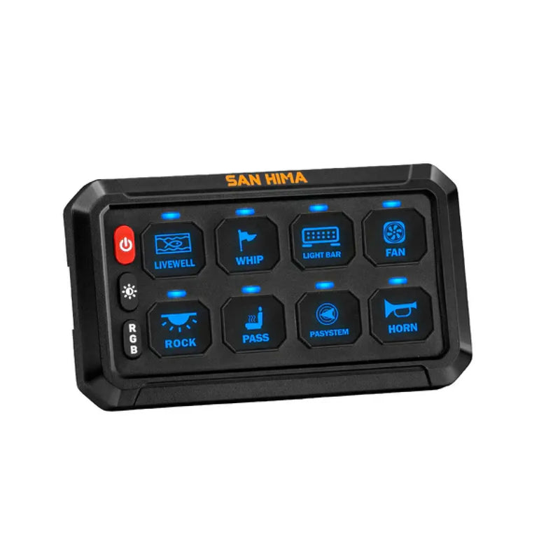 San Hima 8 Gang Bluetooth Switch Panel | 12V/24V | ON-OFF LED Control