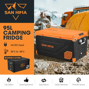San Hima 95L Portable Camping Fridge Freezer Dual Zone With Insulated Cover