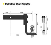 San Hima Adjustable 2 Towbar Hitch Drop Ball Mount with Hitch Pin Lock - TOW BARS
