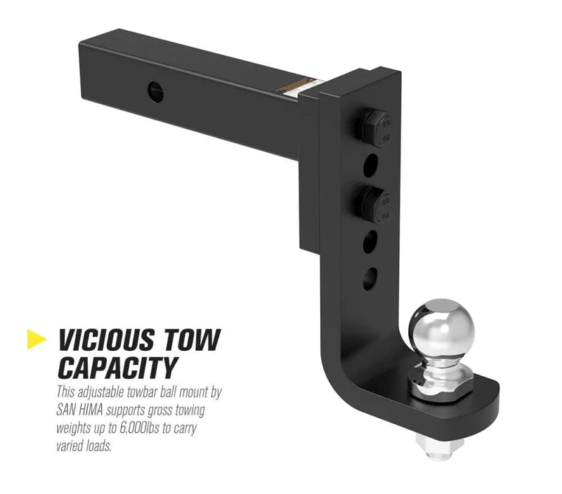 San Hima Adjustable 2 Towbar Hitch Drop Ball Mount with Hitch Pin Lock - TOW BARS