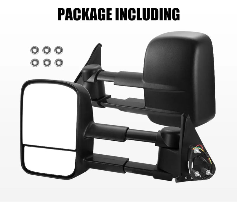 Extendable towing mirrors for Nissan Patrol GU Y61 1997-2016 with mounting hardware