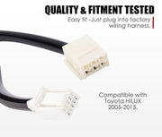 Automotive wiring harness connector for Toyota Hilux extendable towing mirrors with indicators