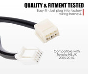 Automotive wiring harness connector for Toyota Hilux extendable towing mirrors with indicators
