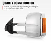 Chrome-plated Toyota Hilux towing mirrors with integrated turn signal and extendable design