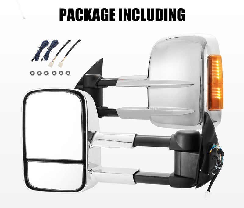 Extendable towing mirrors with integrated turn signal for Toyota Hilux 2005-2015
