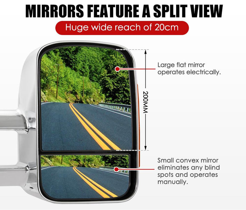 Side mirror for Toyota Hilux with split view extendable towing mirrors and indicators