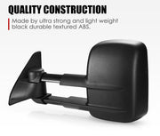 Black side-view towing mirror for Toyota Prado 120 with extended arm to reduce blind spots