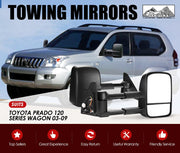 Extendable towing mirrors for Toyota Prado 120 to reduce blind spots and improve visibility