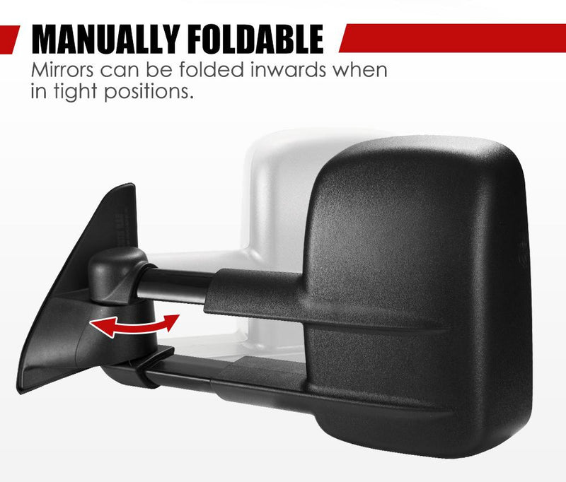 Toyota Prado towing mirrors with manually foldable side mirror for reduced blind spots