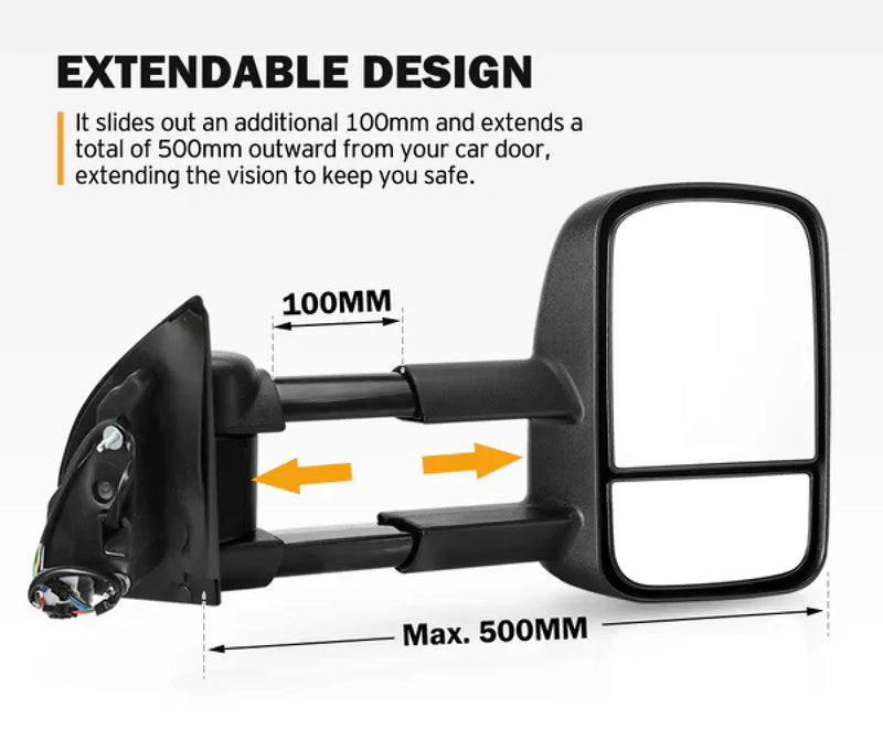 San Hima Gen 1 Extendable Towing Mirrors for Ford Ranger | Wildtrak