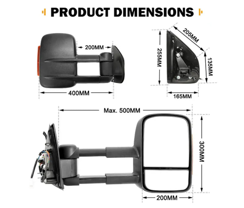 San Hima Gen 1 Towing Extendable Side Mirrors for Holden Colorado and Isuzu