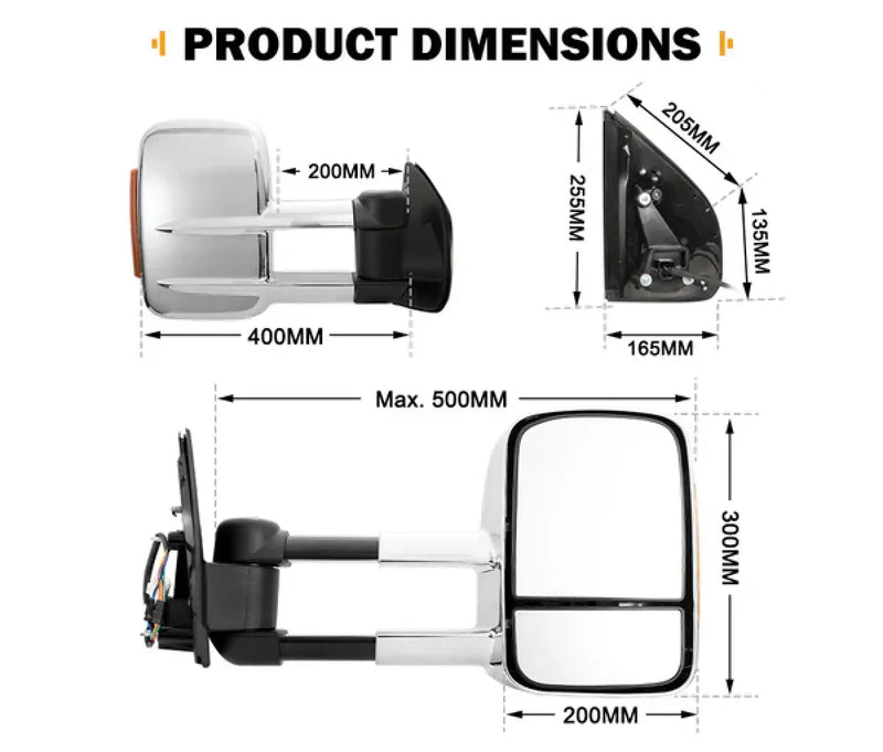 San Hima Gen 1 Towing Extendable Side Mirrors for Holden Colorado and Isuzu
