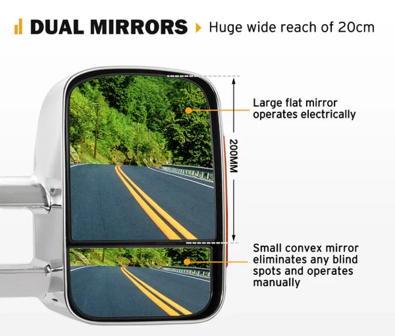 San Hima Gen 1 Towing Extendable Side Mirrors for Holden Colorado and Isuzu