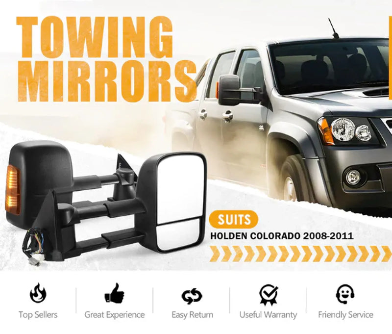 San Hima Extendable Towing Side Mirrors Gen 1 for Holden Colorado Rodeo Isuzu D-Max