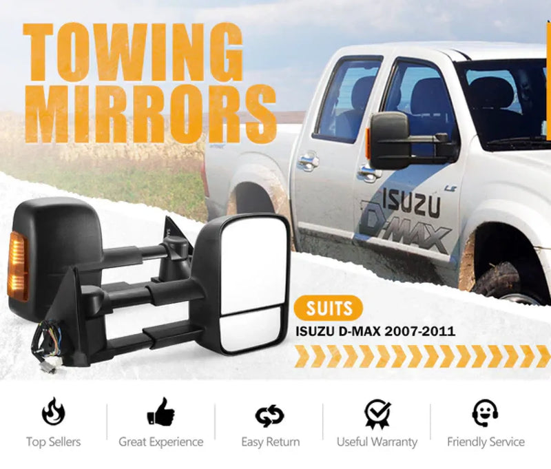 San Hima Extendable Towing Side Mirrors Gen 1 for Holden Colorado Rodeo Isuzu D-Max