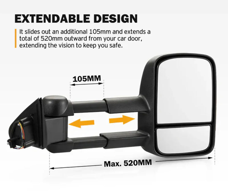 San Hima Gen 1 Extendable Towing Mirrors for Jeep Grand Cherokee (2010-Current)