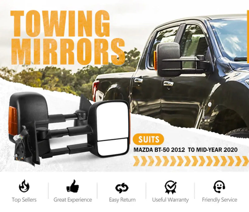 San Hima Gen 1 Extendable Towing Mirrors to Suit Mazda BT-50 | 2012 to Mid-2020