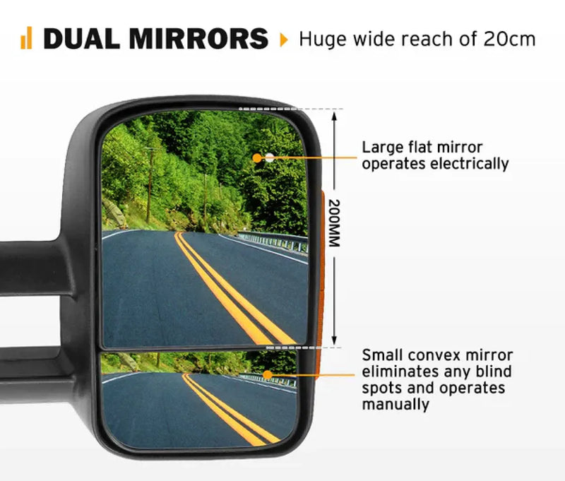 San Hima Gen 1 Extendable Towing Mirrors to Suit Mazda BT-50 | 2012 to Mid-2020