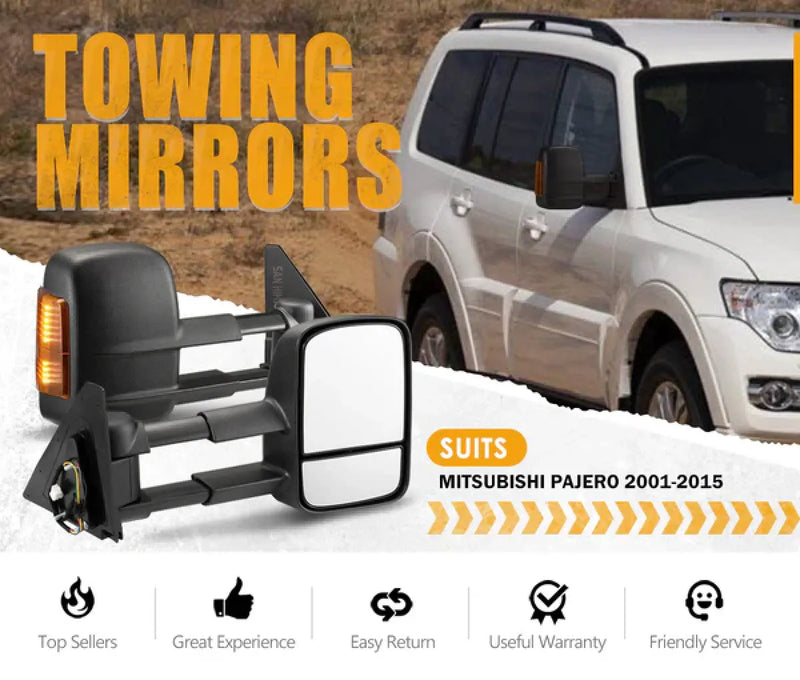 San Hima Gen 1 Extendable Towing Mirrors for Mitsubishi Pajero (2001-2015)