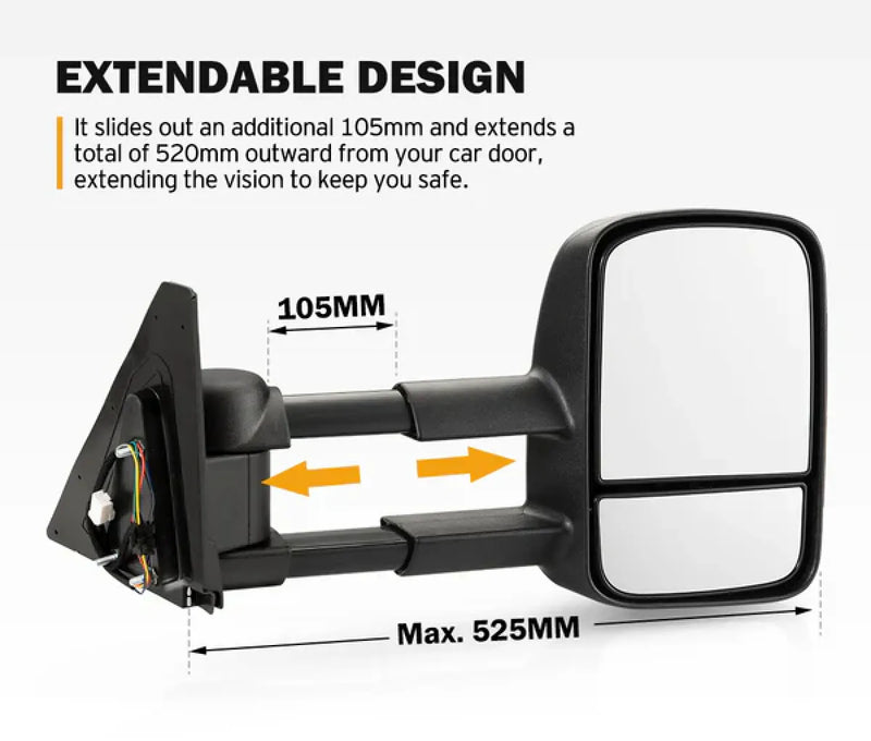 San Hima Gen 1 Extendable Towing Mirrors for Mitsubishi Pajero (2001-2015)