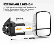 San Hima Gen 1 Extendable Towing Side Mirrors for Mitsubishi Triton MQ/MR (2015-Current) | Black or Chrome