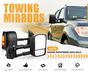 San Hima Gen 1 Extendable Towing Side Mirrors for Nissan Navarra and Pathfinder
