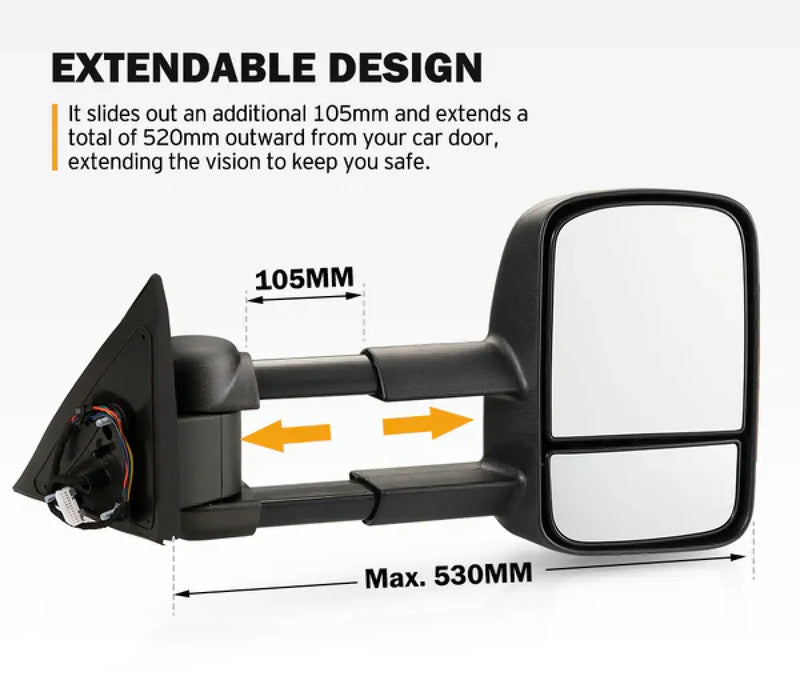 San Hima Gen 1 Extendable Towing Mirrors for Nissan Patrol Y62 (2013-Current)