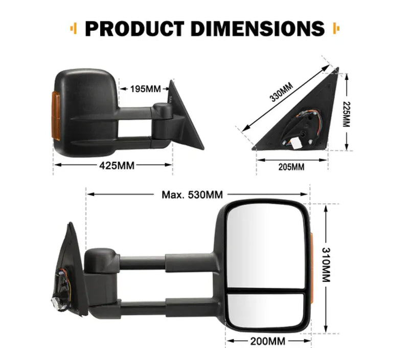 San Hima Gen 1 Extendable Towing Mirrors for Nissan Patrol Y62 (2013-Current)
