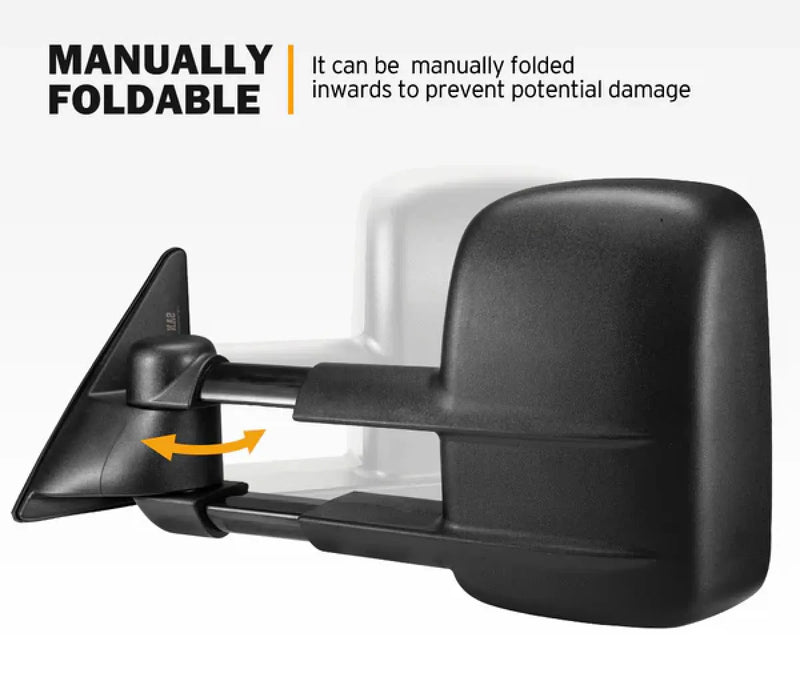 San Hima Gen 1 Extendable Towing Mirrors for Toyota Landcruiser 100 (1998-2007) | Black or Chrome