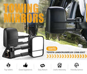 San Hima Gen 1 Extendable Towing Mirrors for Toyota Landcruiser 100 (1998-2007) | Black or Chrome