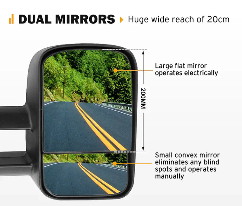 San Hima Gen 1 Extendable Towing Mirrors for Toyota Landcruiser 80 (1990-1998)