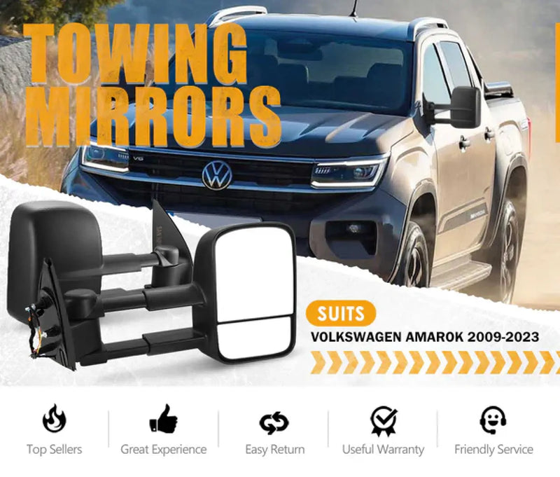 San Hima Gen 1 Extendable Towing Mirrors for Volkswagen Amarok (2009-2023)