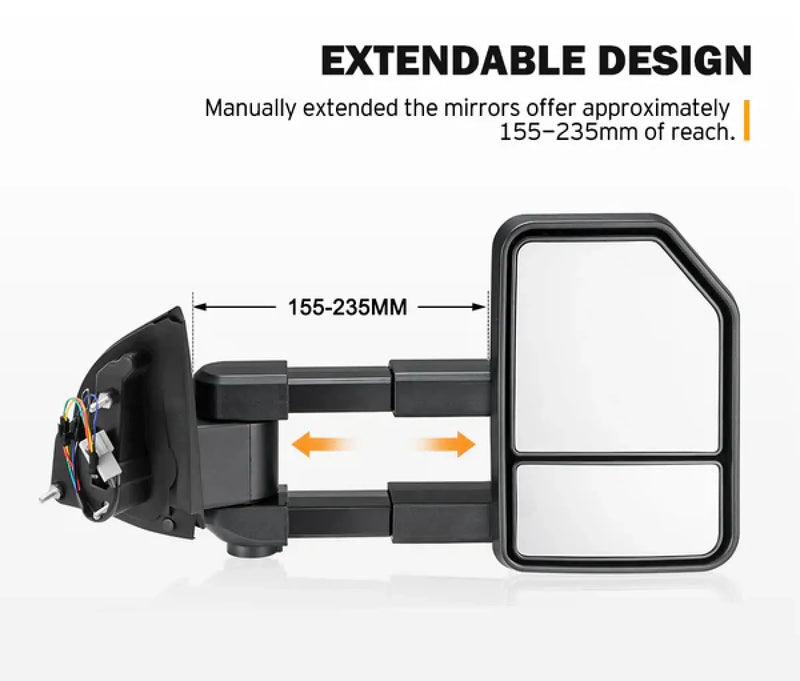 San Hima Gen 2 Extendable Towing Mirrors for Ford Ranger | Wildtrak
