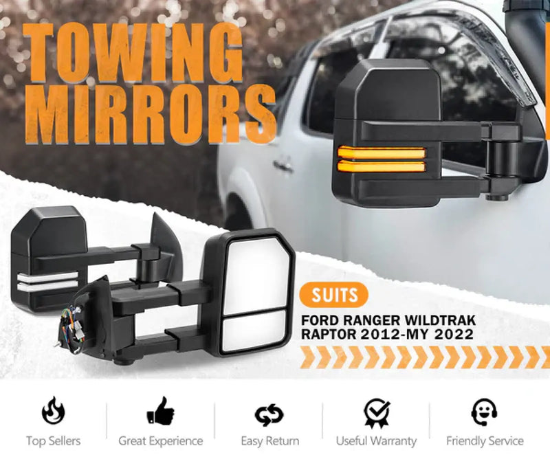 San Hima Gen 2 Extendable Towing Mirrors for Ford Ranger | Wildtrak