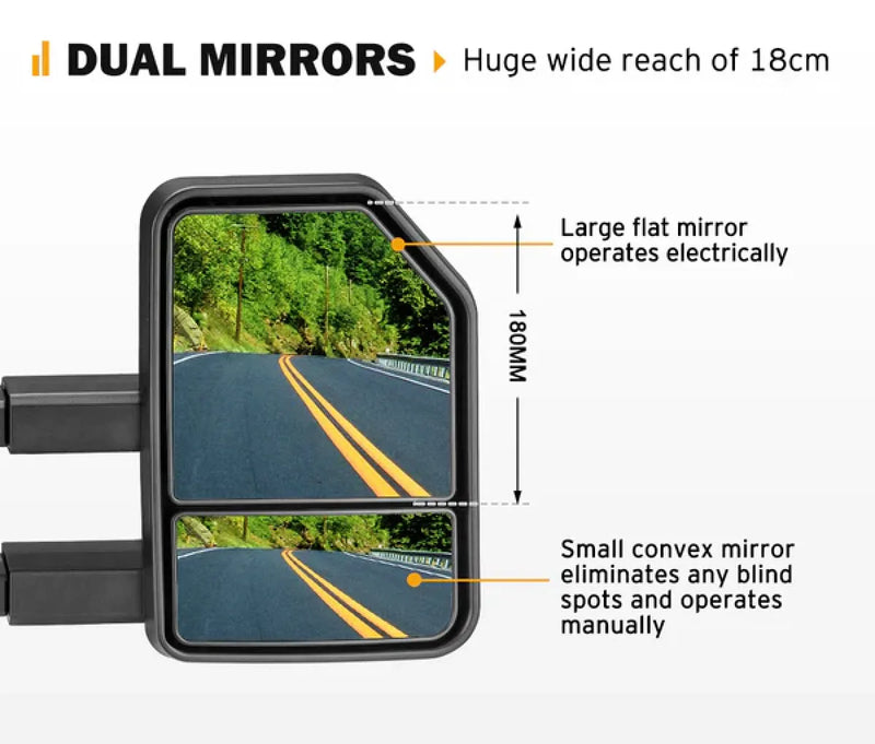 San Hima Gen2 Extendable Towing Mirrors for Isuzu and Mazda