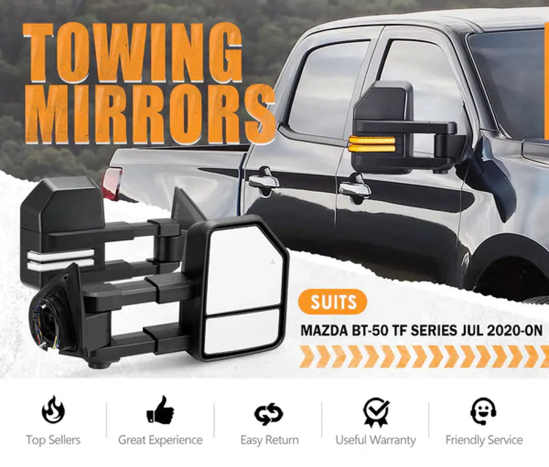 San Hima Gen2 Extendable Towing Mirrors for Isuzu and Mazda