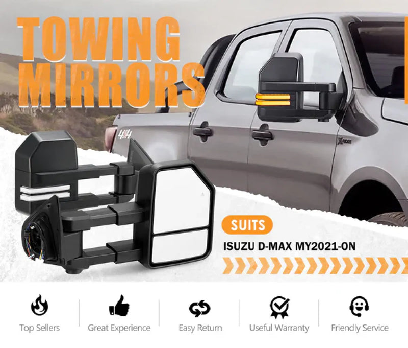 San Hima Gen2 Extendable Towing Mirrors for Isuzu and Mazda