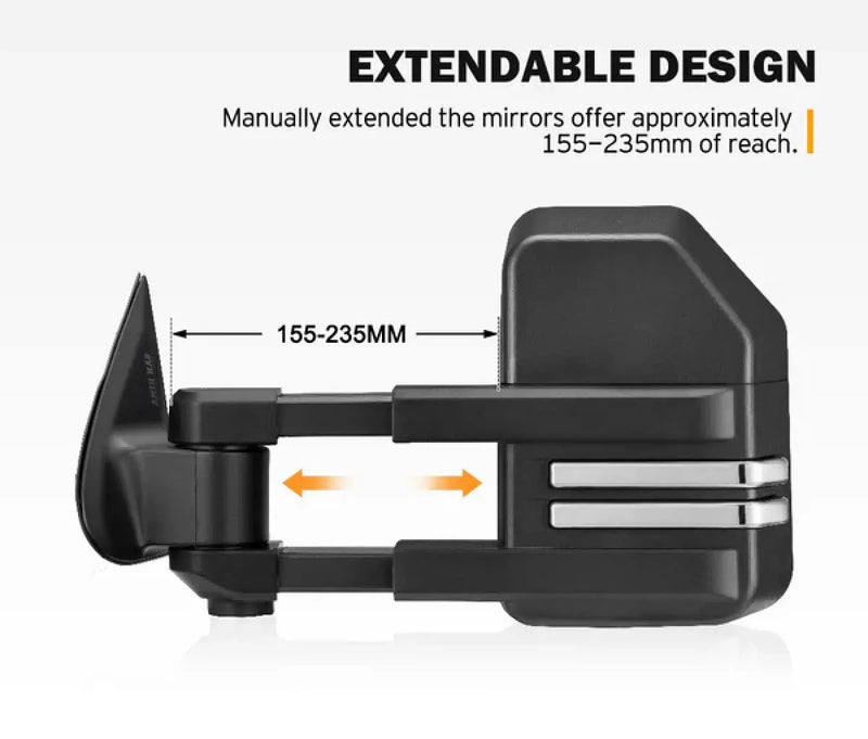 San Hima Gen 2 Extendable Towing Mirrors for Mitsubishi Triton MQ/MR 2015-On