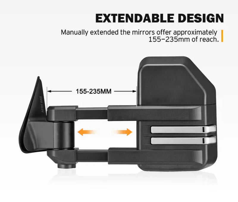 San Hima Gen 2 Extendable Towing Mirrors for Nissan Patrol GU Y61 (1997-2016)