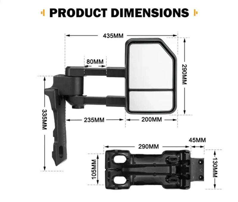 San Hima Extendable Towing Mirrors Gen2 for Toyota LandCruiser | 1984 - Current