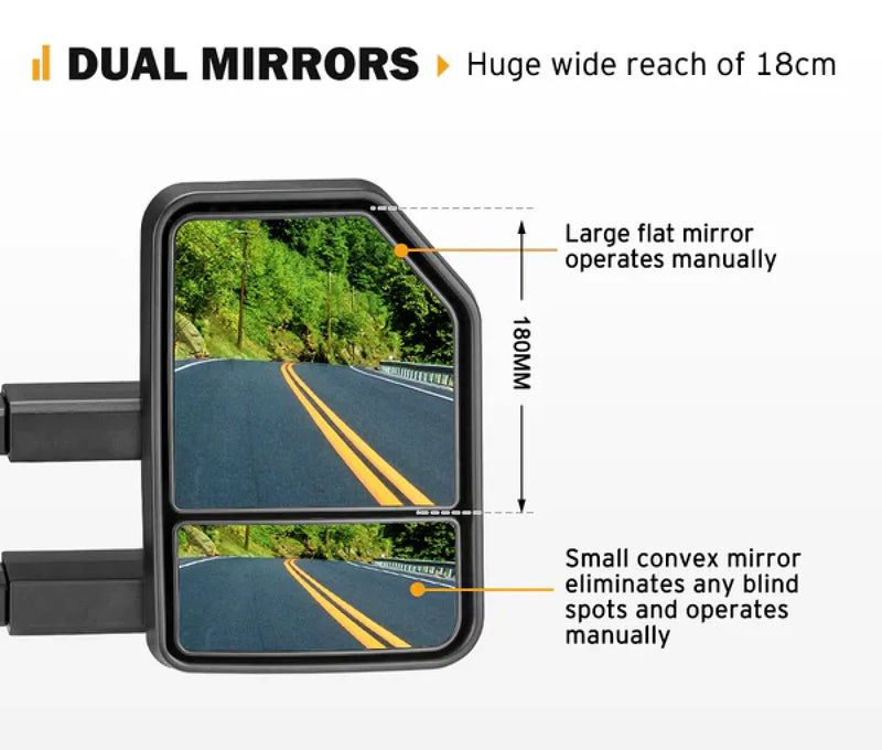 San Hima Extendable Towing Mirrors Gen2 for Toyota LandCruiser | 1984 - Current