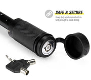 Black metal hitch lock with cylindrical hitch pin and detachable key for San Hima