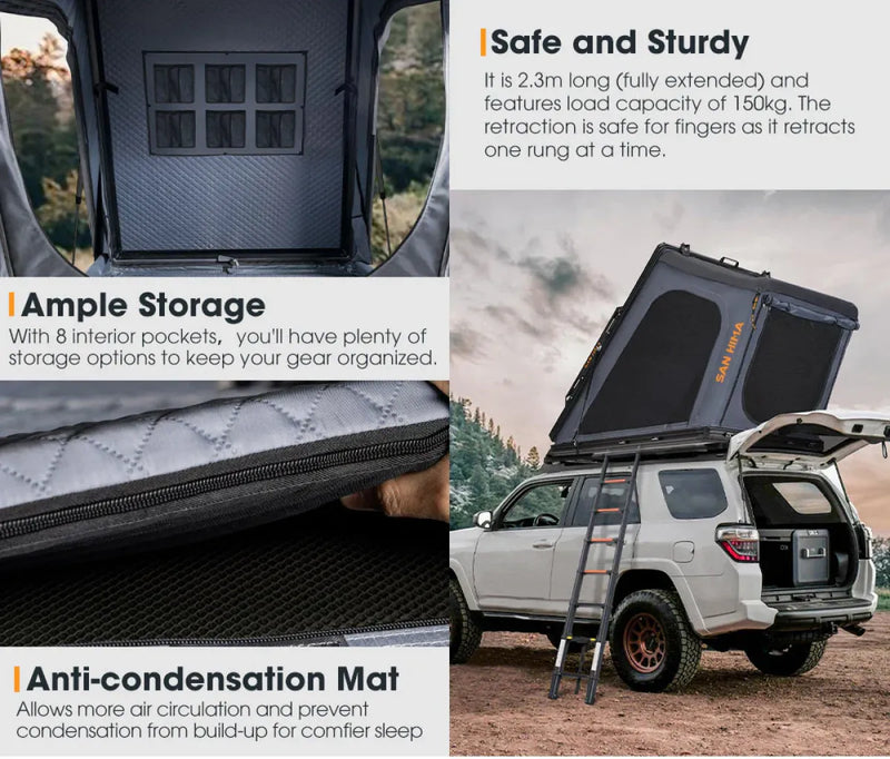 San Hima Kalbarri Gen 2 Hardshell Roof Top Tent with Ladder + Solar Panel