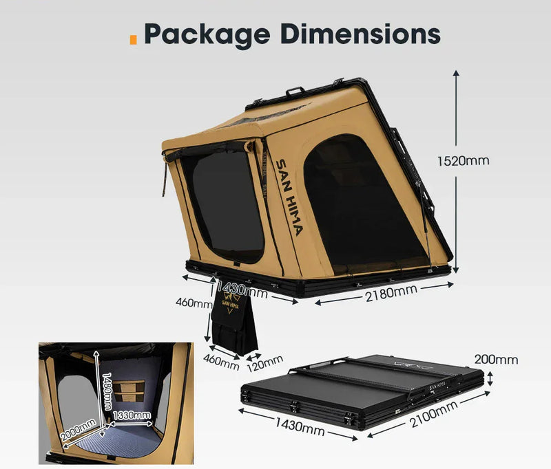San Hima Kalbarri Gen 2 Khaki Hardshell Rooftop Tent