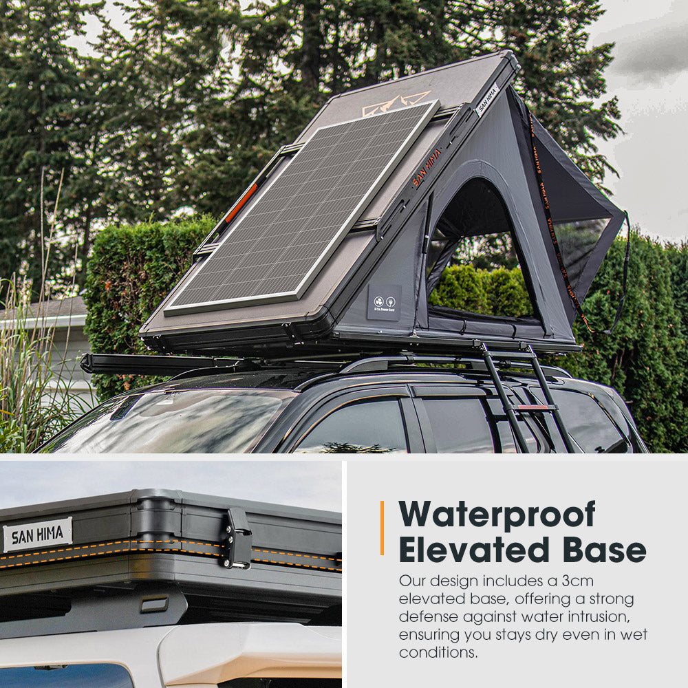San Hima Kalbarri Lite Gen 2 Rooftop Tent Grey + Ladder & Rack + 200W Solar Panel