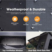 Kalbarri Lite Gen 2 tent fabric close-up, top ventilation window and side mesh rain flies