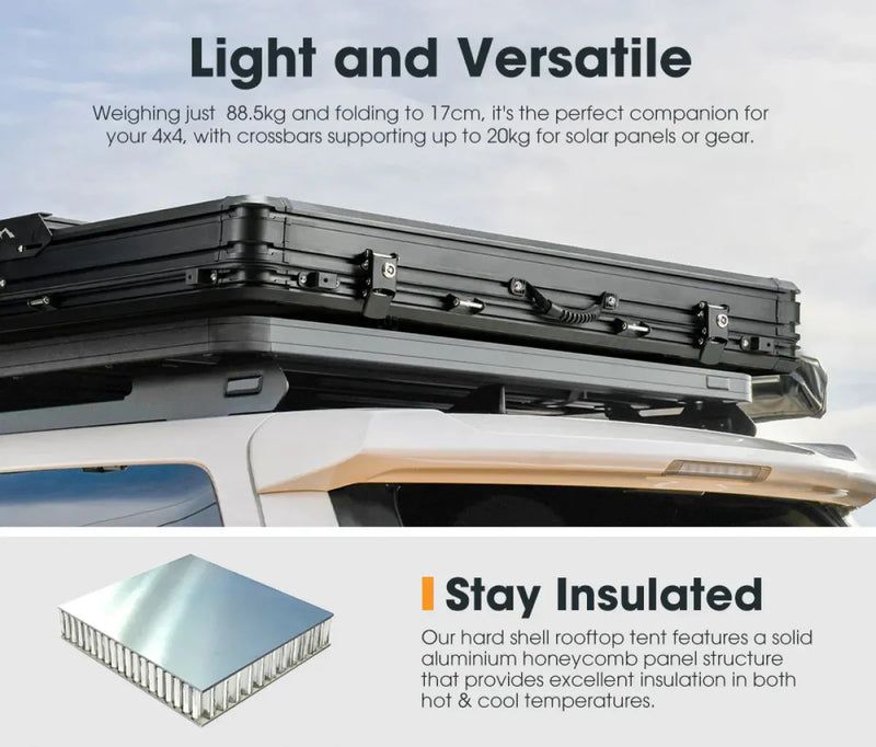 San Hima Kalbarri X Hardshell Roof Top Tent with Ladder + Solar Panel