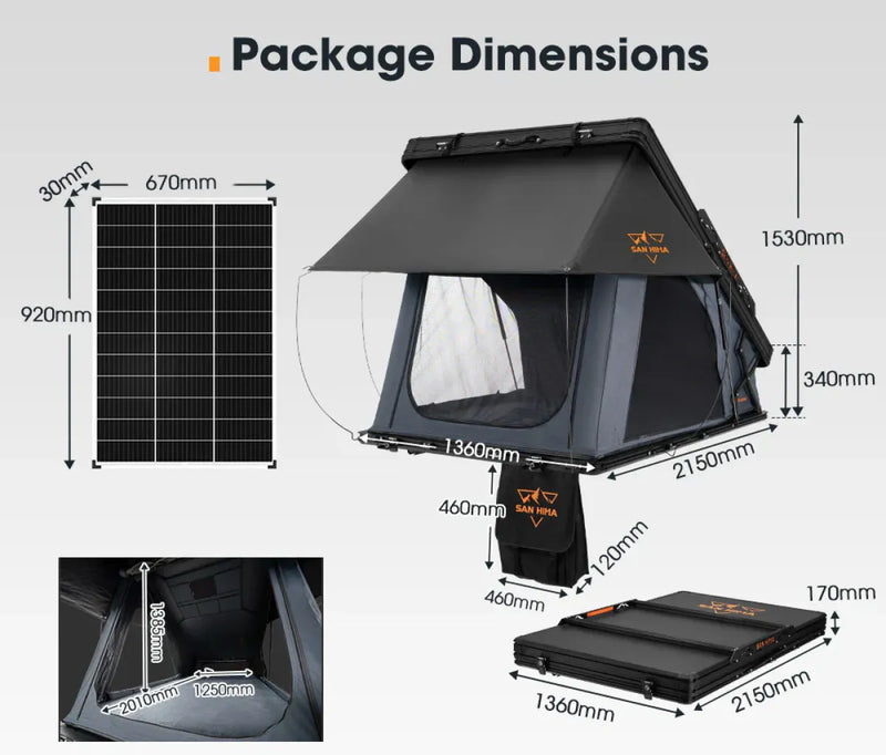 San Hima Kalbarri X Hardshell Roof Top Tent with Ladder + Solar Panel