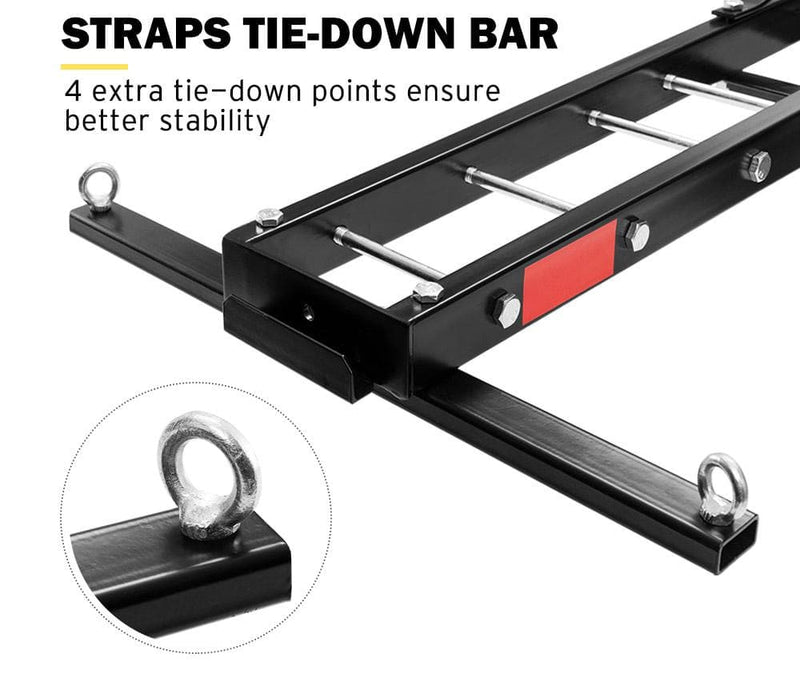 San Hima motorcycle carrier rack with straps tie-down bar featuring four tie-down points